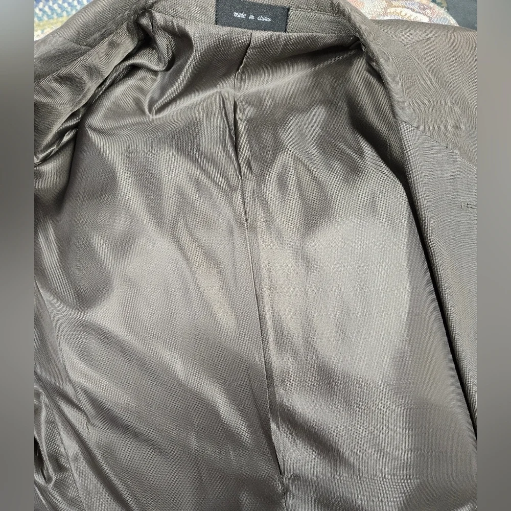 George Mens Suit 40 Waist 32 Inseam Taupe Brown Lapel Pleats Formal Business